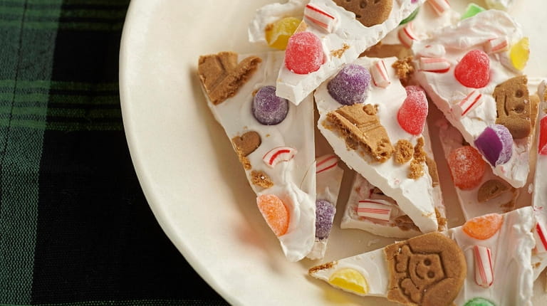 White chocolate and holiday candy bark.