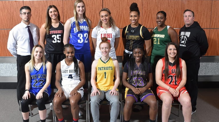 The 2018-19 Newsday All-Long Island girls basketball team. FRONT ROW,...