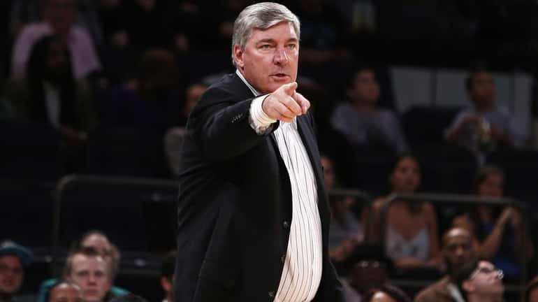 New York Liberty coach Bill Laimbeer reacts to a foul...