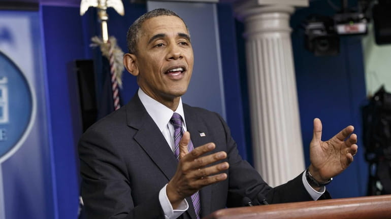 President Barack Obama speaks at the White House in Washington...