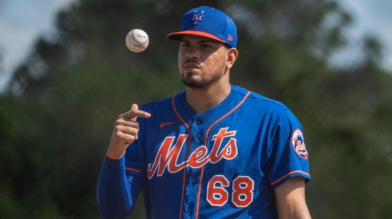 Mets pitcher Dellin Betances during a spring training workout Wednesday,...
