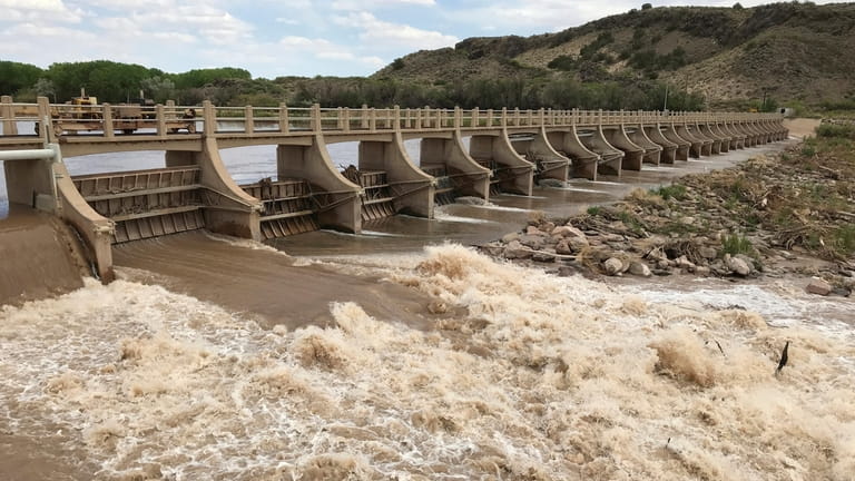 A dam along the Rio Grande is seen near San...