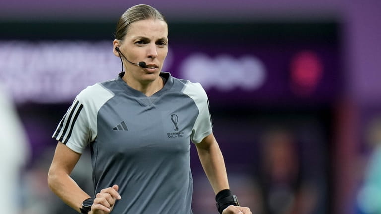 Referee Stephanie Frappart warms up prior to the World Cup...
