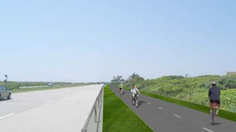 An artist's rendering of the Ocean Parkway bike path that...