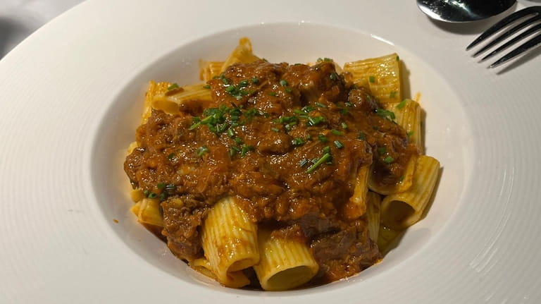 Rigatoni Bolognese with a lush meat sauce at Novo Steakhouse...
