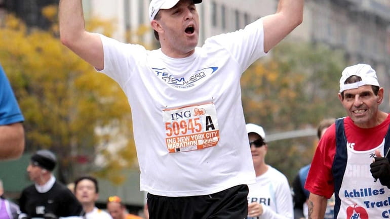 Mike LaForgia, of Smithtown, runs the NYC Marathon Nov. 1,...
