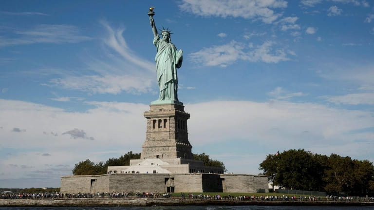 Liberty Island is open again, however the pedestal and crown of...