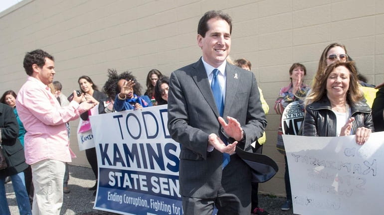 At a rally in Oceanside, Democratic Assemb. Todd Kaminsky, a...