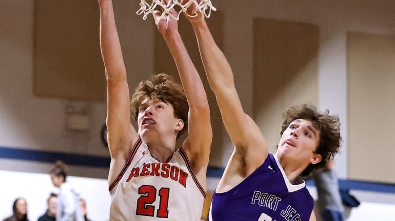 Pierson forward Luke Seltzer hits the layup for two points...