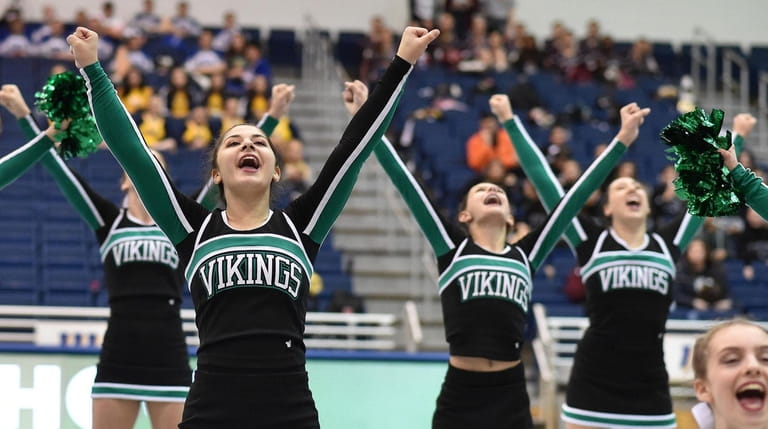Seaford performs during the Nassau cheerleading championships at Hofstra University on...
