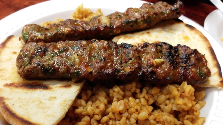 Beyti kebab platter (spicy ground lamb) at Mekan Mediterranean Kitchen...