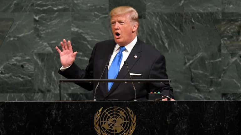President Donald Trump addresses the 72nd annual UN General Assembly...