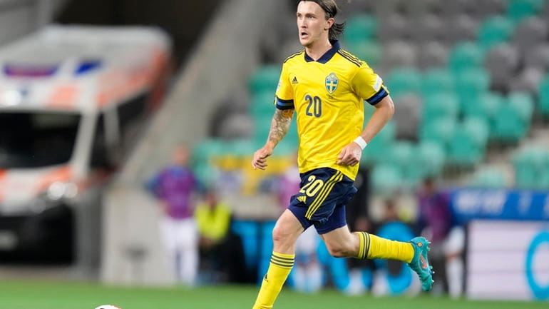 Sweden's Kristoffer Olsson is in action during the UEFA Nations...