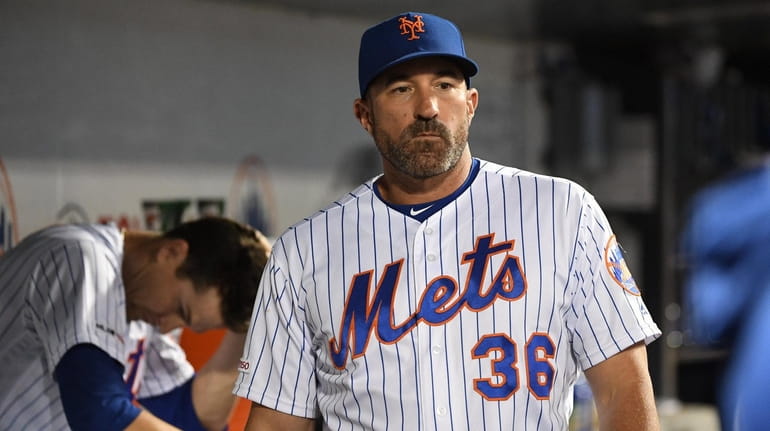 New York Mets manager Mickey Callaway in the dugout as...
