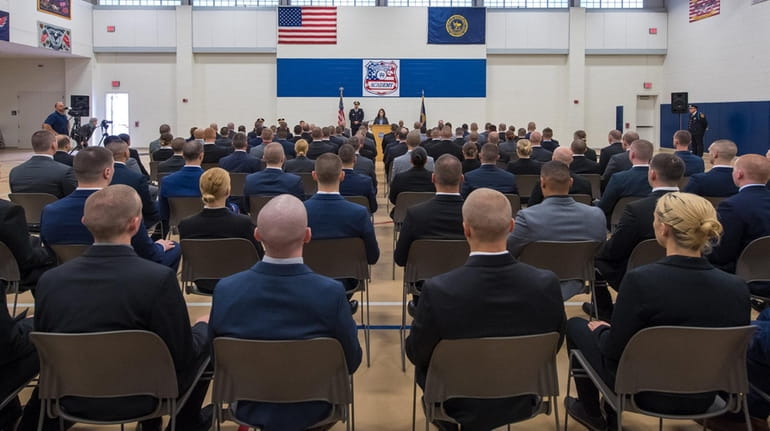 The Suffolk County Police Department swore in 119 recruits in...