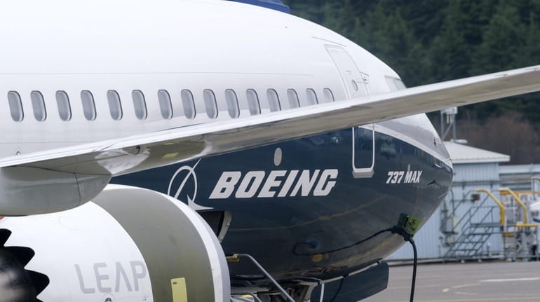 A Boeing 737 MAX 9 test plane is seen at Boeing...