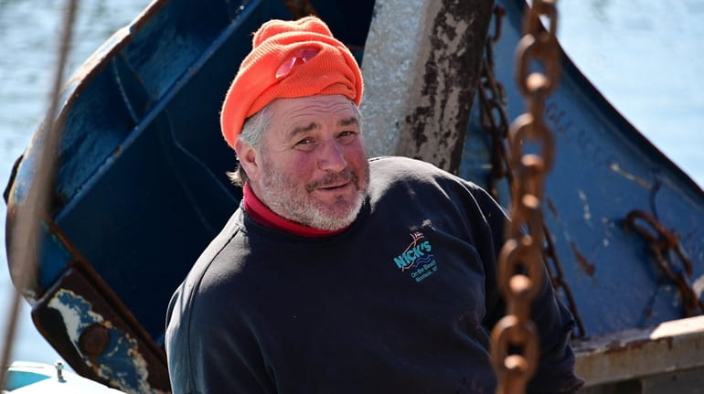 Commercial fisherman Chuck Morici on his trawler in Montauk on April...