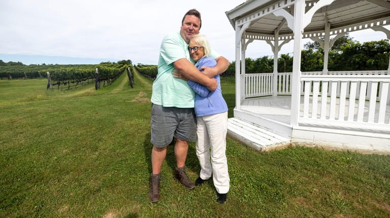 Long Island wine industry pioneer Louisa Hargrave and her son...