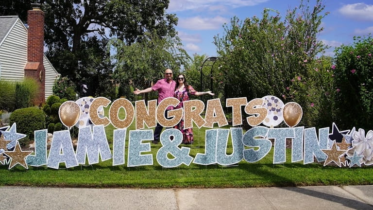 Marczewski's family surprised the couple with decorations that included a...