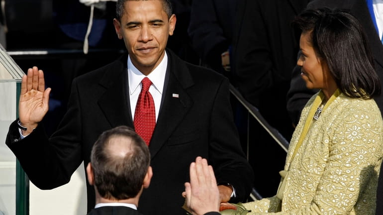 Barack Obama is sworn in as 44th President of the...