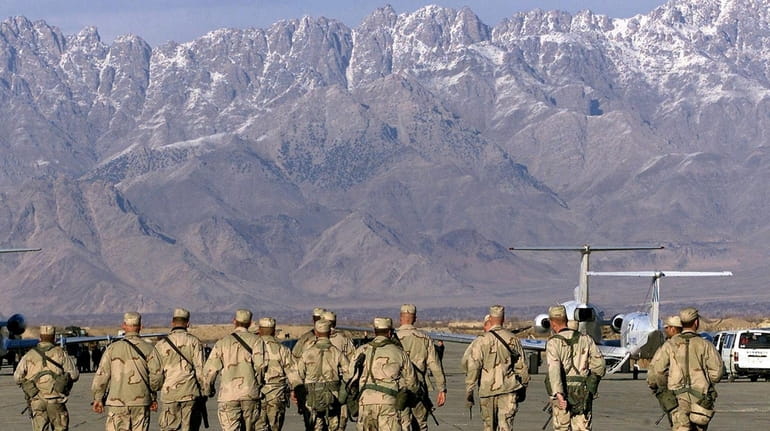 American soldiers, seen at the Bagram Air Base in Afghanistan,...