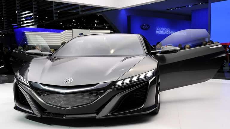 The 2015 Acura NSX concept vehicle is displyed during the...