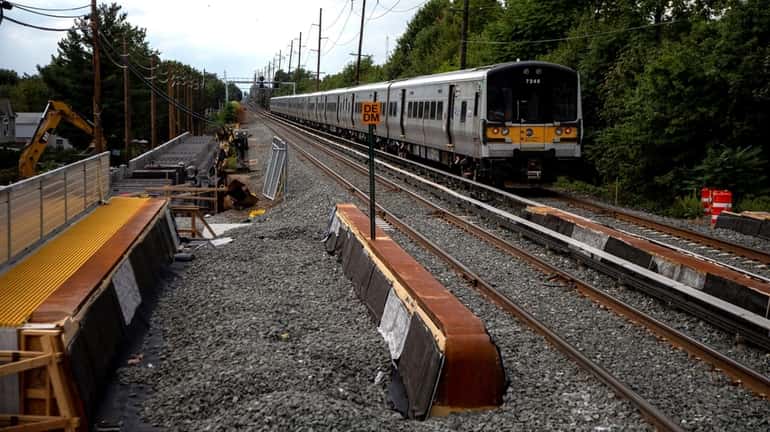 The LIRR's Third Track project under construction in September 2019,...