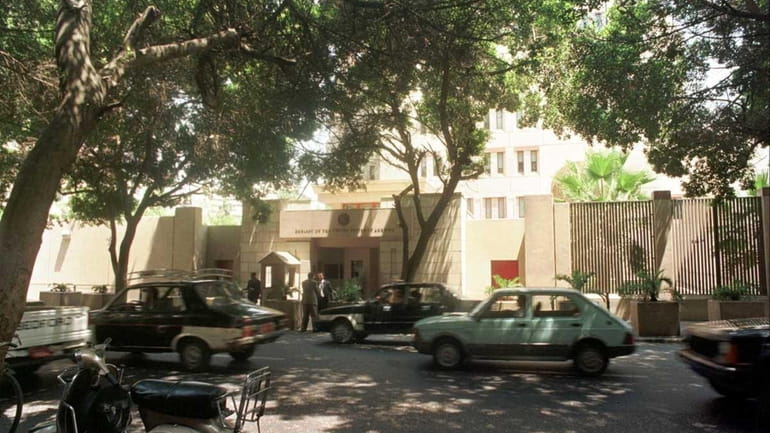 A file photo of the U.S. embassy in downtown Cairo,...