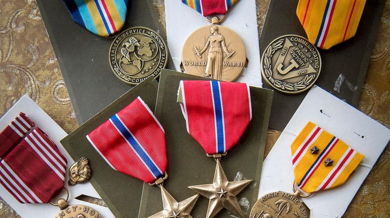 Medals that Phil Kahn earned during World War II. He...