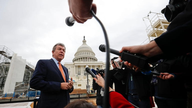 Sen. Roy Blunt (R-Mo.), speaks to reporters on Capitol Hill...
