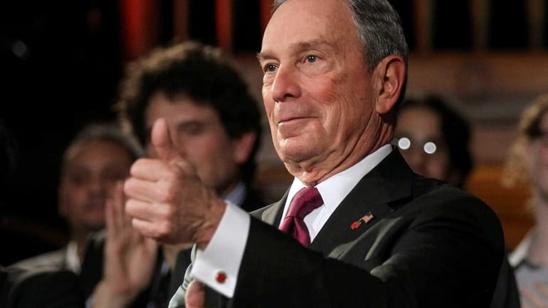 Mayor Michael Bloomberg gives the thumbs up after delivering his...