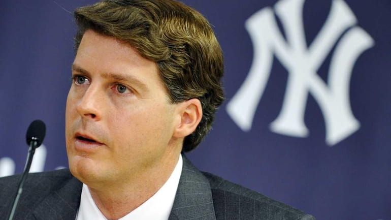 Yankees executive vice president Hal Steinbrenner speaks during a news...