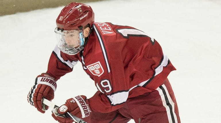 Harvard forward Jimmy Vesey in action during the NCAA Midwest...