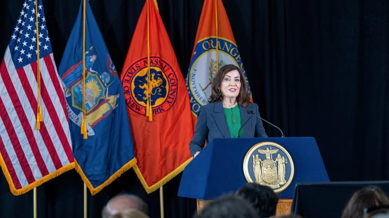 Gov. Kathy Hochul recognizes first responders for their efforts after the...
