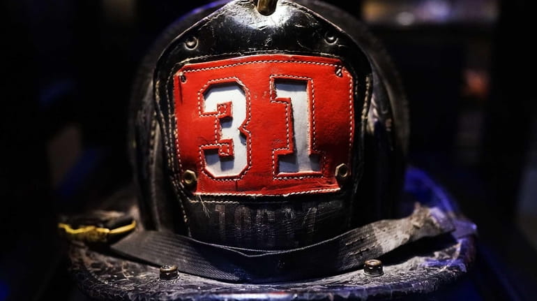 Surviving firefighter Dan Potter's fire helmet, which he used at...