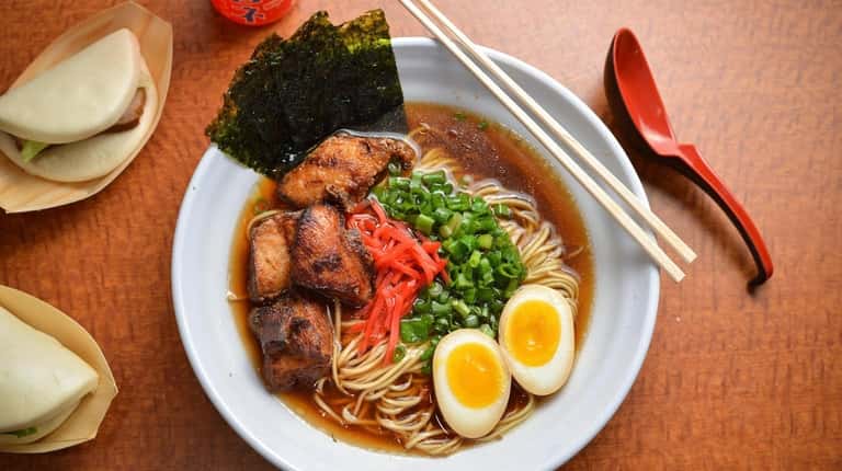 Slurp Smooth (ramen in a soy-sauce-chicken broth with Japanese fried...