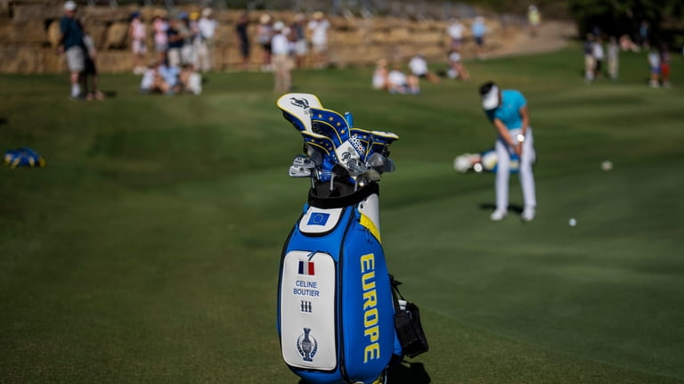 Solheim Cup team Europe practice during a training session at...