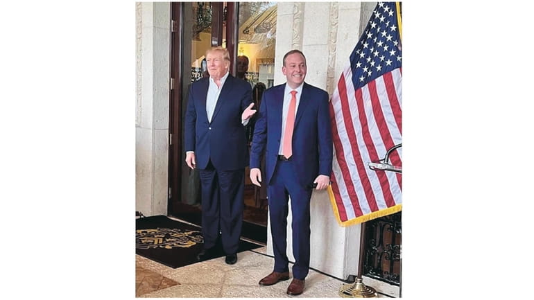 Former President Donald Trump with Rep. Lee Zeldin in Mar-a-Lago.