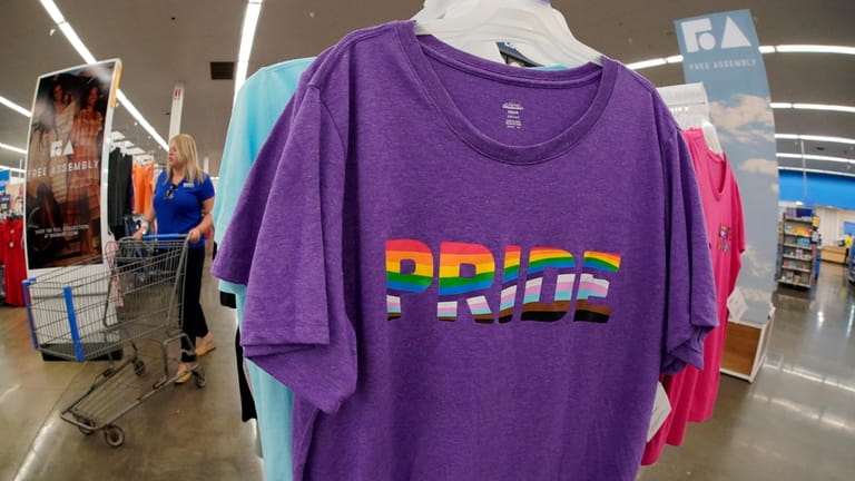 A Pride shirt is displayed in a Walmart in Cranberry,...
