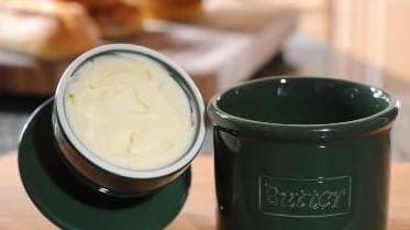 The Butter Bell crock from L. Tremain keeps butter fresh...