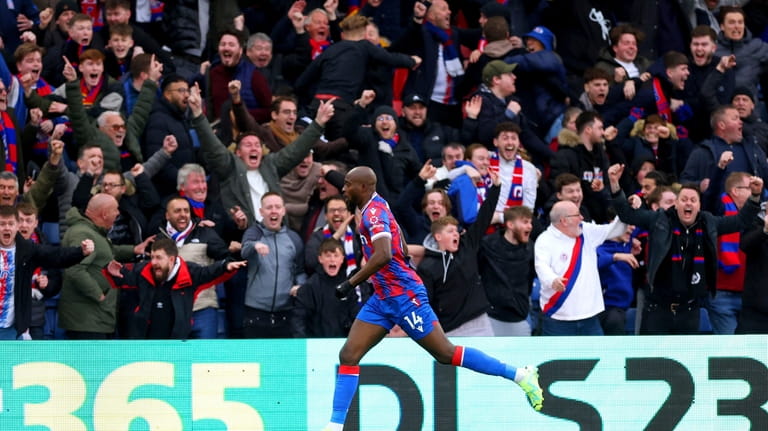 Crystal Palace's Jean-Philippe Mateta celebrates scoring his side's second goal...
