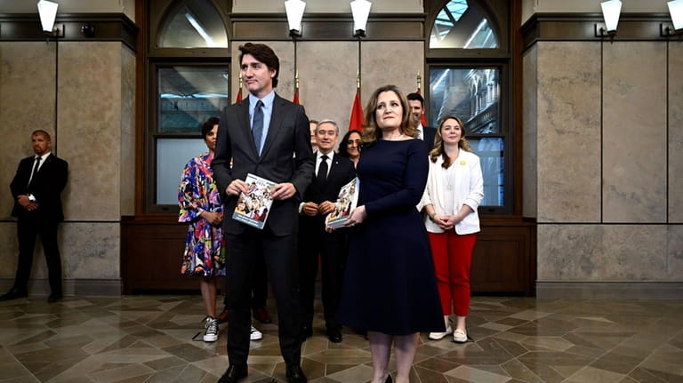 Canada's Prime Minister Justin Trudeau, left, Deputy Prime Minister, Minister...