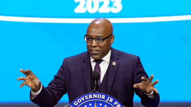 Illinois Attorney General Kwame Raoul delivers his remarks after being...