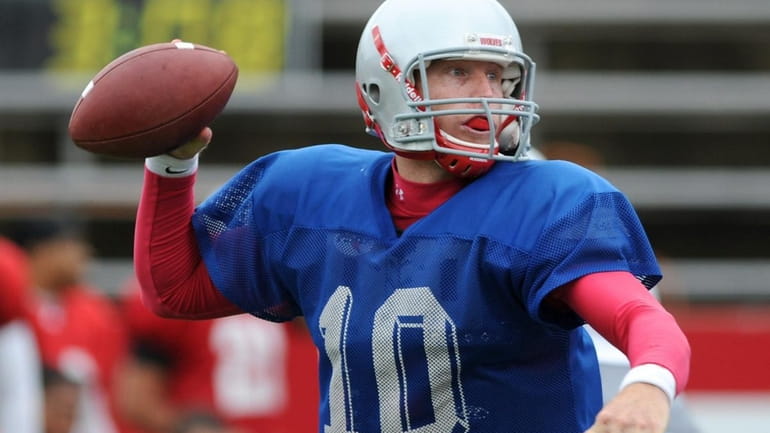 Stony Brook University quarterback #10 Michael Coulter throws a pass...
