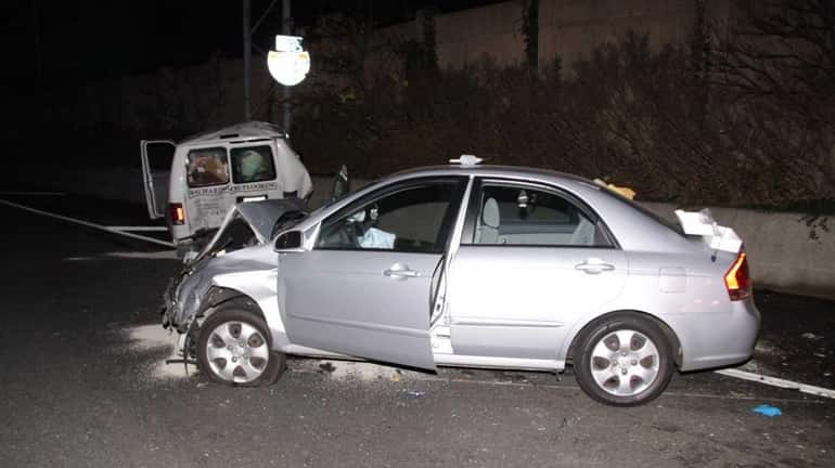The driver and passenger of a sedan were injured, one...