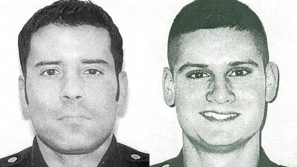 Left, Officer Anthony DiLeonardo, and right, Officer Edward Bienz.