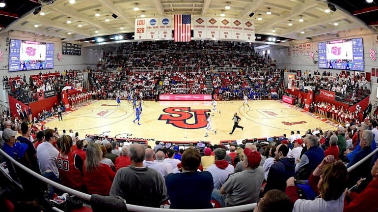 A general view during a men's basketball game between St....