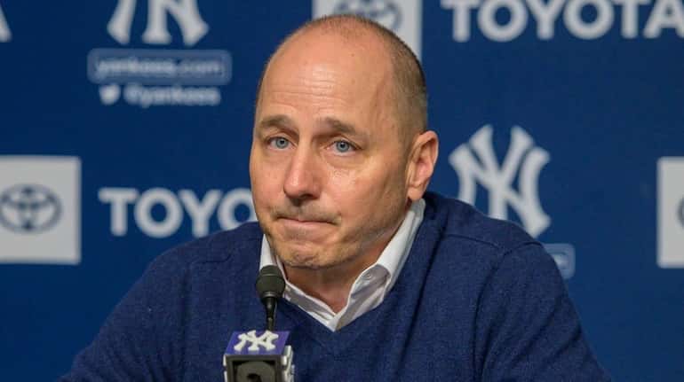 New York Yankee GM Brian Cashman speaking at afternoon post...
