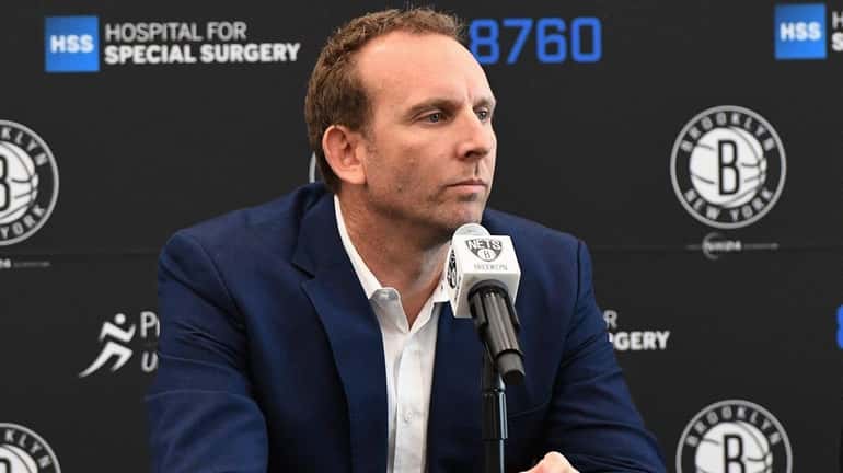 Nets GM Sean Marks during a news conference on June...