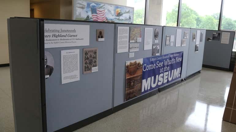 Juneteenth exhibits created by the Suffolk County Historical Society Musuem are on display in...